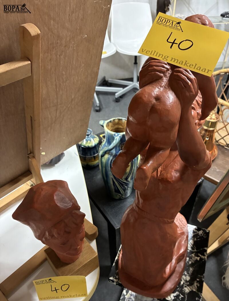 Origineel terracotta kunstwerk Paul Sersté - 2 stuks – foto 2 – kavel bij BOPA Auctions, Ieper