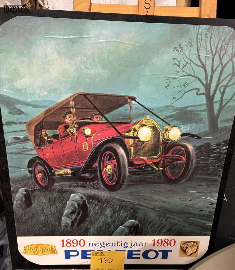 Retro reclame-illustratie Peugeot - get – foto 2 – kavel bij BOPA Auctions, Ieper