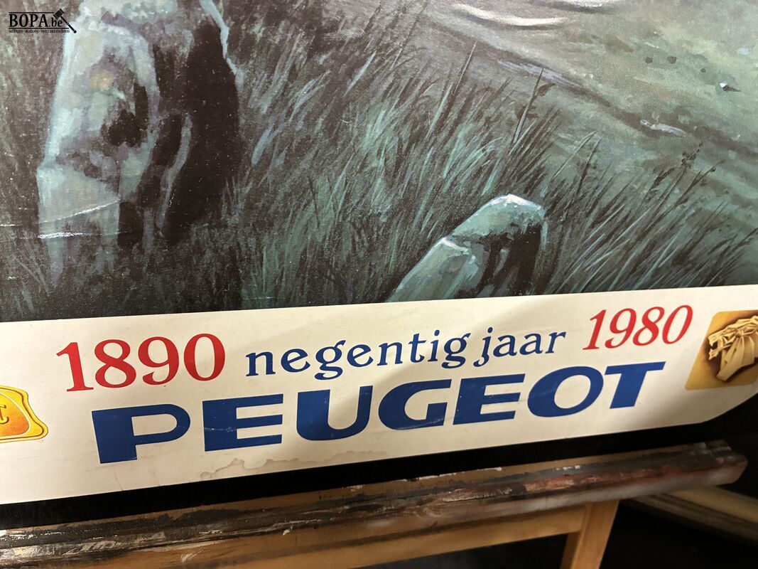 Retro reclame-illustratie Peugeot - get – foto 4 – kavel bij BOPA Auctions, Ieper