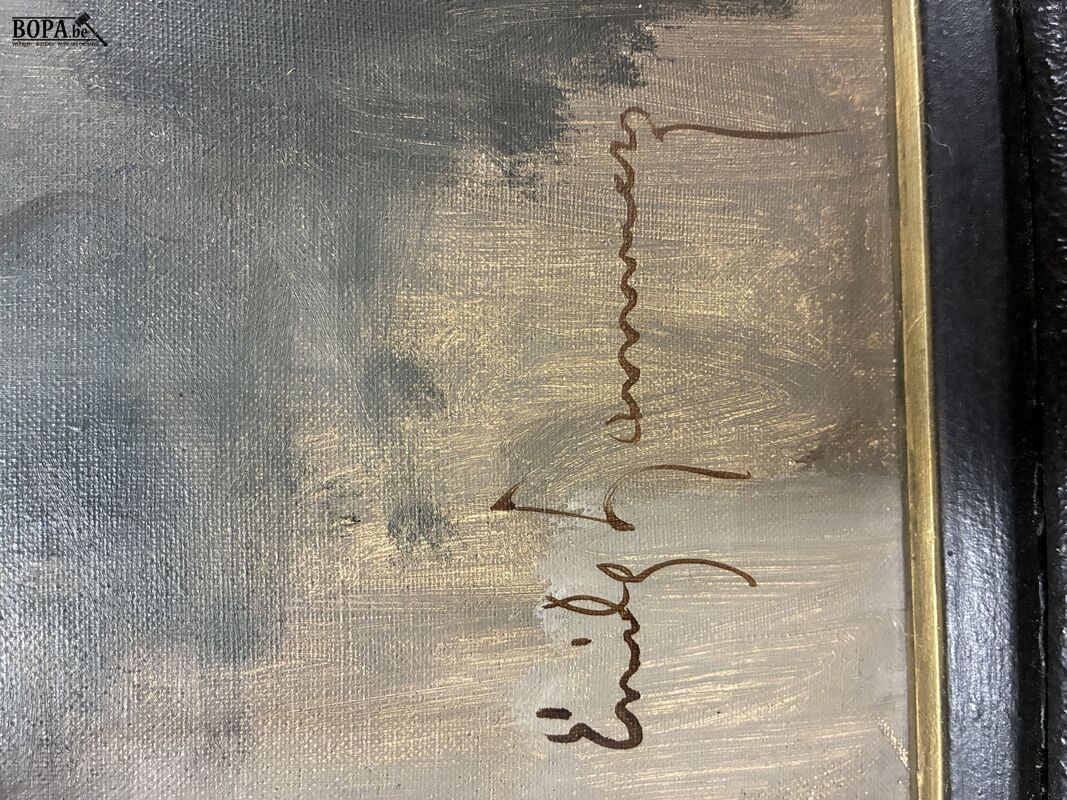 Ingelijste landschapsschilderij - getekend – foto 3 – kavel bij BOPA Auctions, Ieper
