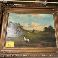 Schilderij klassiek landschap met jachttafereel - get – kavel bij BOPA Auctions, Ieper