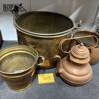 Lot antieken koperen kannen - 4 stuks – kavel bij BOPA Auctions, Ieper